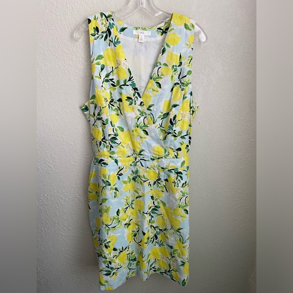 NWOT 1901 Nordstrom Tie Front Lemon Print Faux Wrap Mini Sleeveless Dress Sz XL - Picture 16 of 16